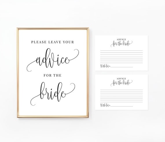 Advice for the Bride Sign and Card Printable Bridal Shower - Etsy