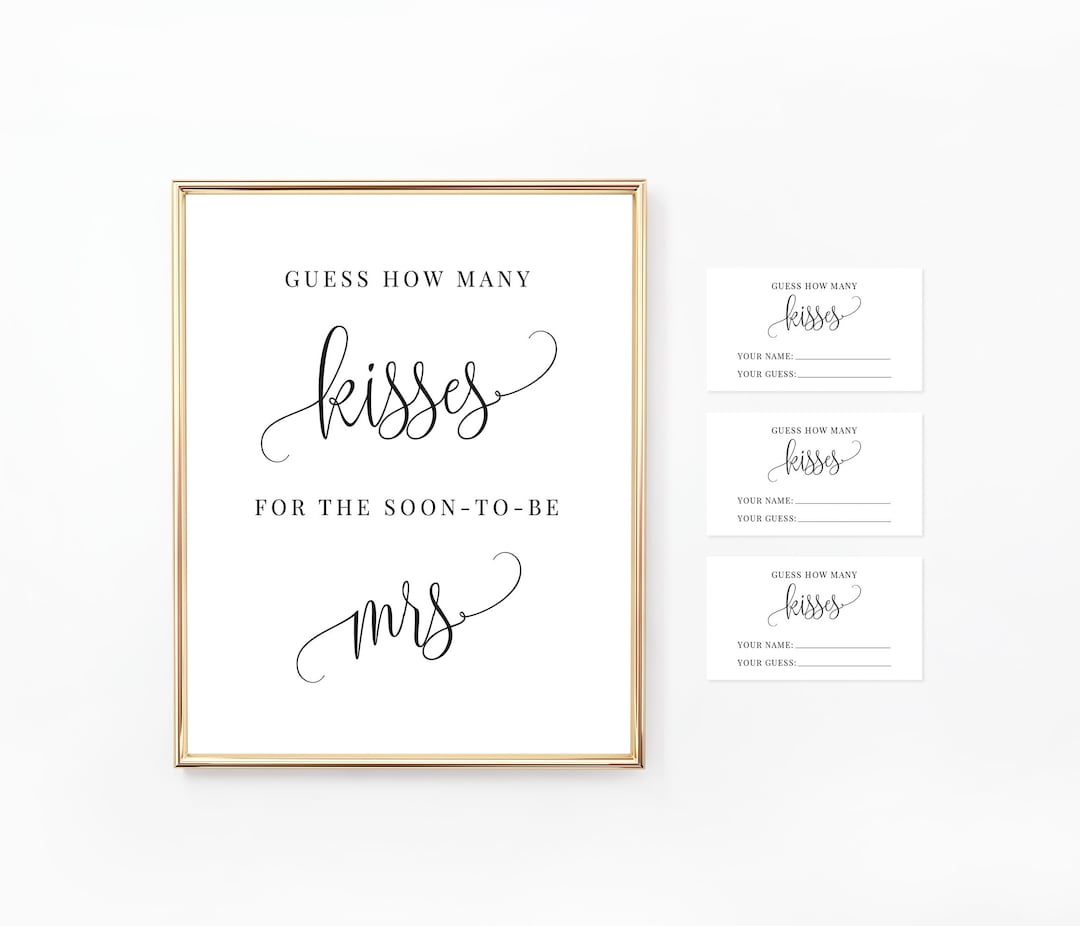 How Many Kisses for the Soon to Be Mrs Sign and Cards | Wedding ...