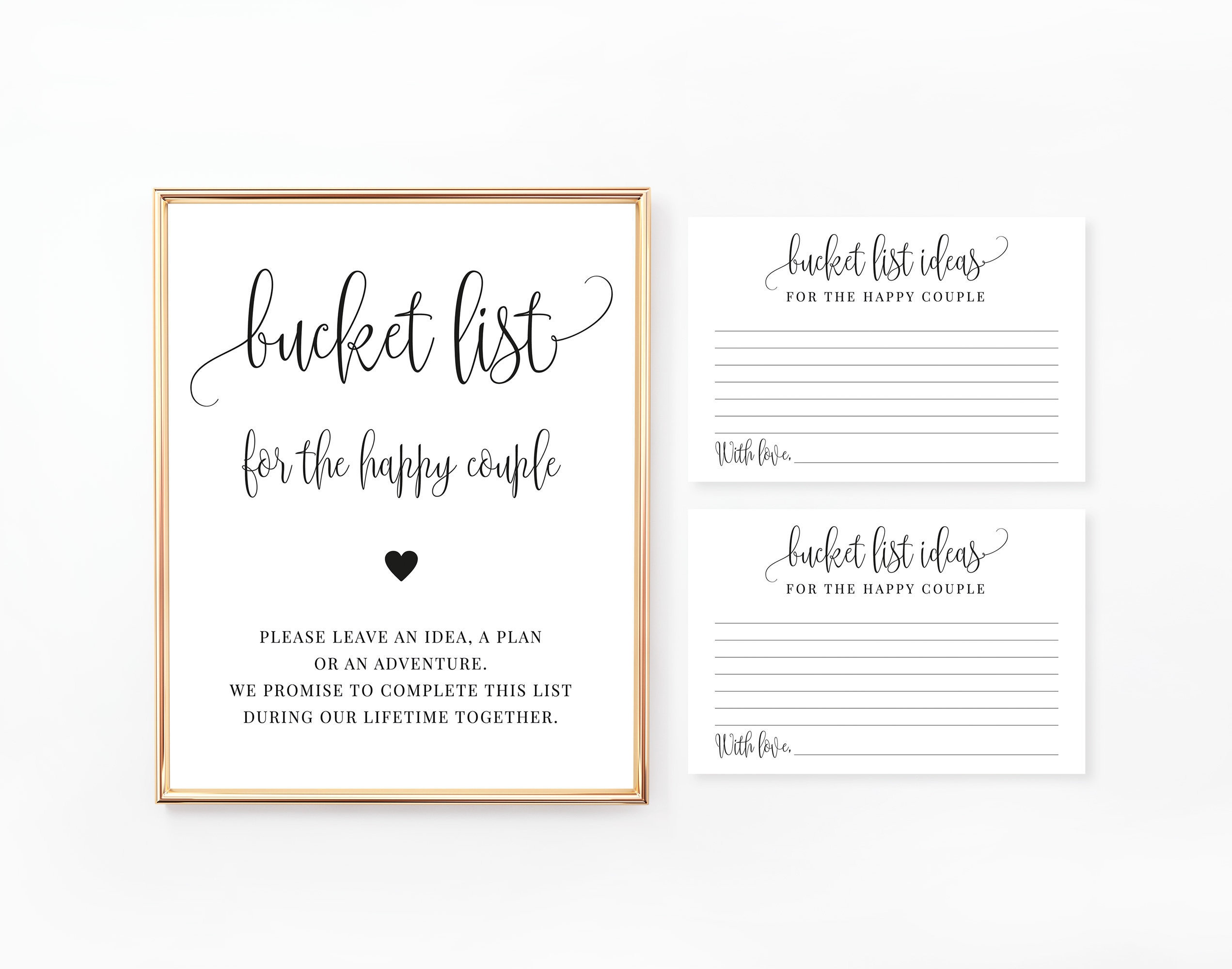 Bucket List Sign and Cards Wedding Bucket List Wedding Game Etsy