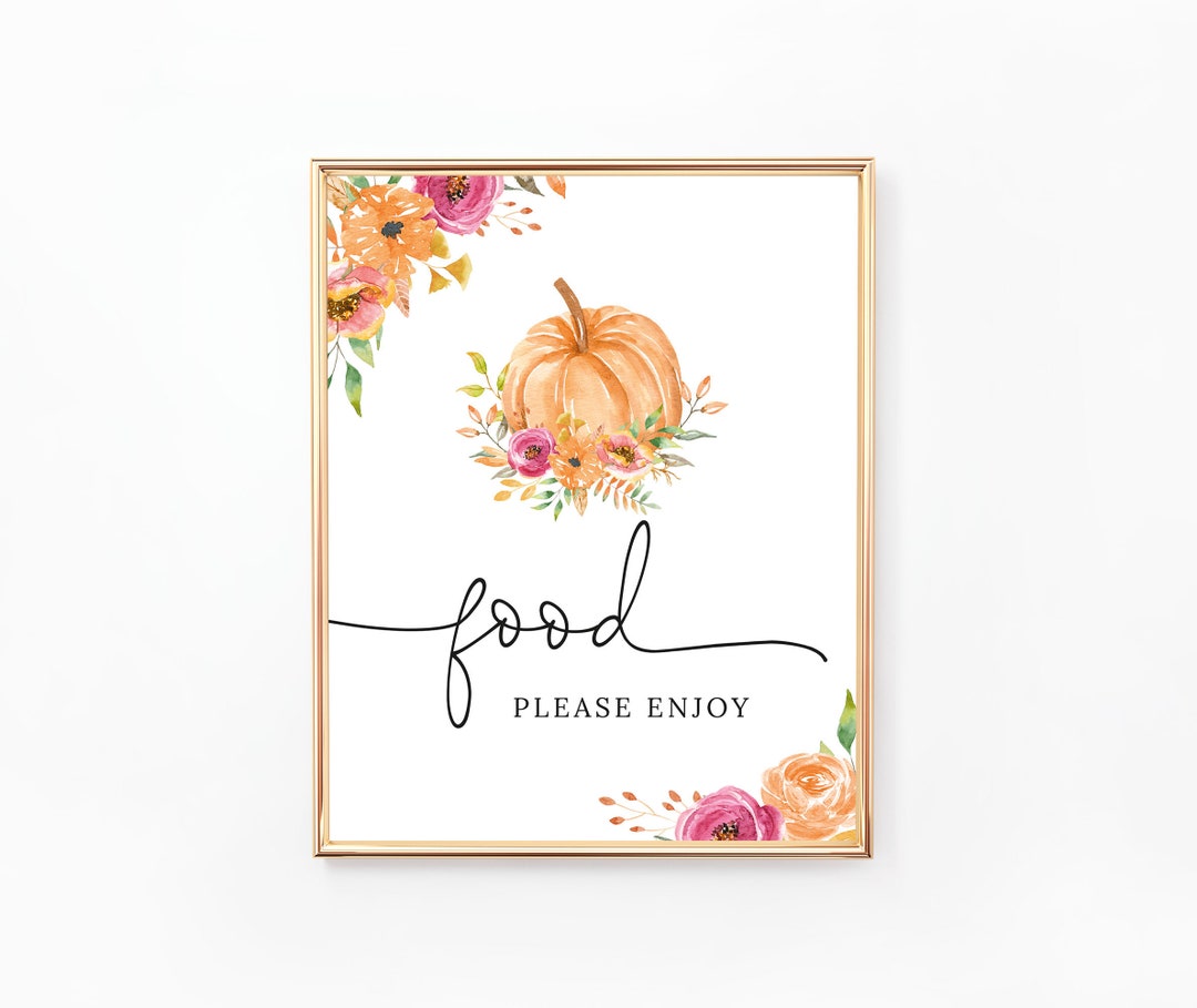 Fall Food Printable Sign, Wedding Reception, Bridal Shower, Baby Shower ...