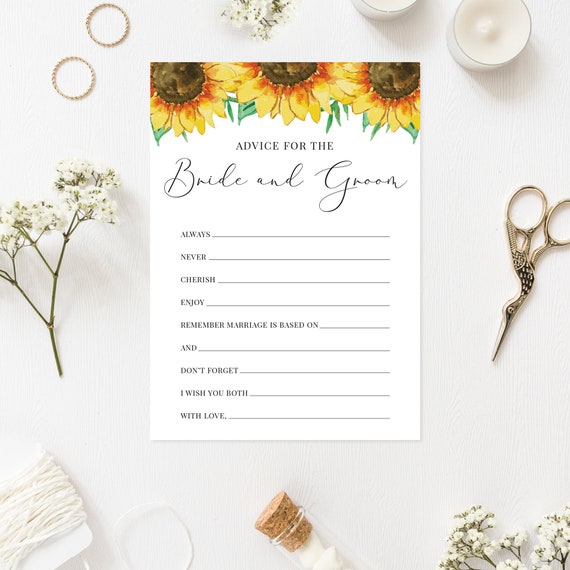 Advice for the Bride and Groom Printable Bridal Shower Game | Etsy