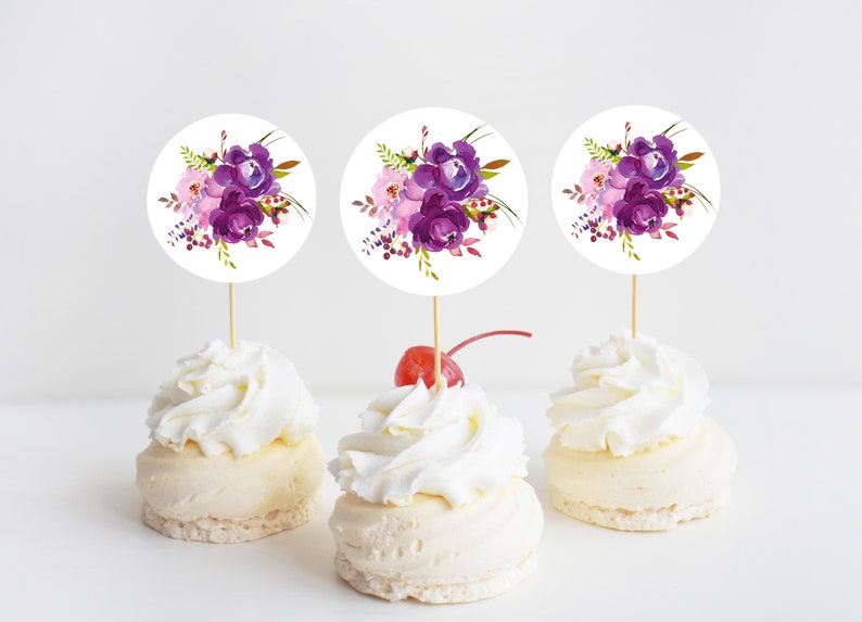 Floral Bridal Shower Cupcake Toppers Printable Cupcake - Etsy