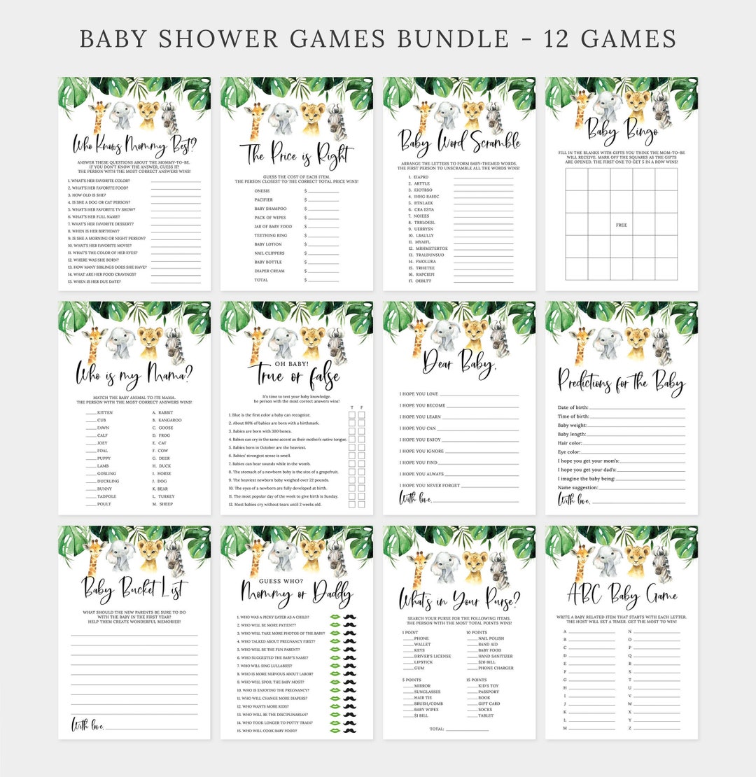 12 Baby Shower Games Bundle, Shower Games Package, Printable Games ...