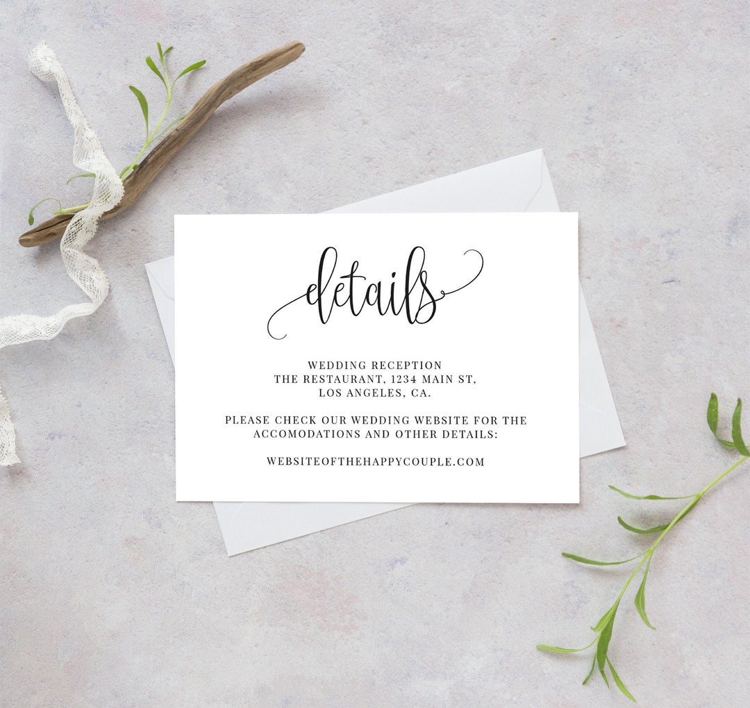 Wedding Details Card, Details Insert Card, Printable Enclosure Card
