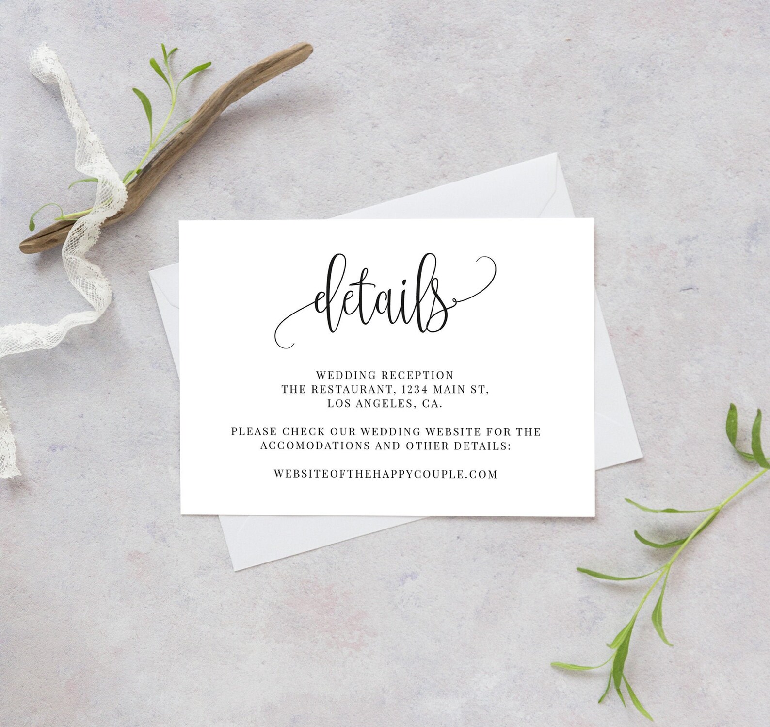 Wedding Details Card Details Insert Card Printable Enclosure Etsy