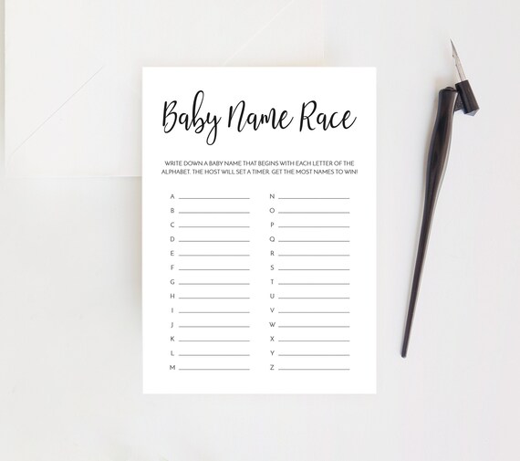 Baby Name Race Baby Shower Game Printable Game Baby Names - Etsy