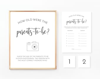 How Old Were the Parents to be? Baby Shower Games, Guess the Parents Age, How Old Were Mommy and Daddy, Guessing Game, Digital File, BA005