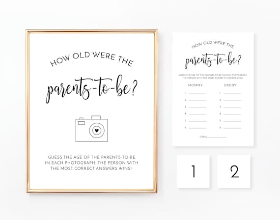 How Old Were the Parents to be? Baby Shower Games, Guess the Parents Age, How Old Were Mommy and Daddy, Guessing Game, Digital File, BA005