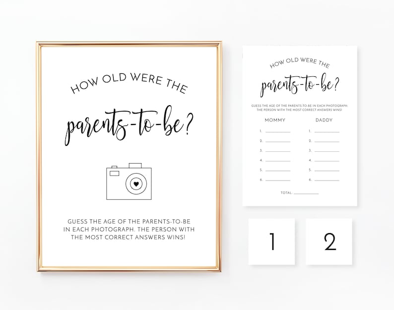 How Old Were the Parents to be? Baby Shower Games, Guess the Parents Age, How Old Were Mommy and Daddy, Guessing Game, Digital File, BA005 image 1