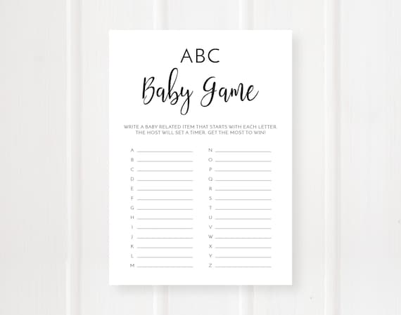 ABC Baby Game Baby Shower Games Baby Alphabet Baby ABC | Etsy