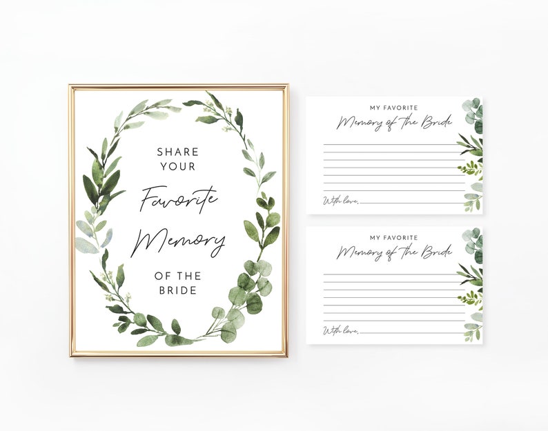 Favorite Memory of the Bride Sign and Cards Printable Bridal - Etsy