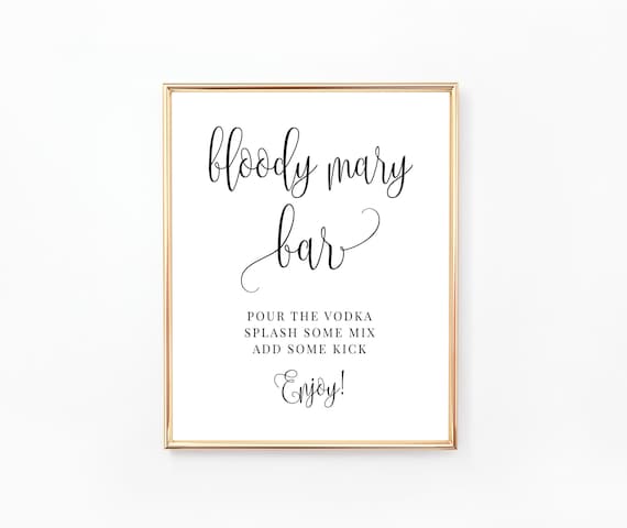 Bloody Mary Bar Sign Printable Bloody Mary Sign Drinks Sign - Etsy
