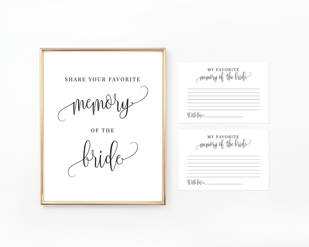 Favorite Memory of the Bride Sign and Cards | Printable Bridal Shower ...