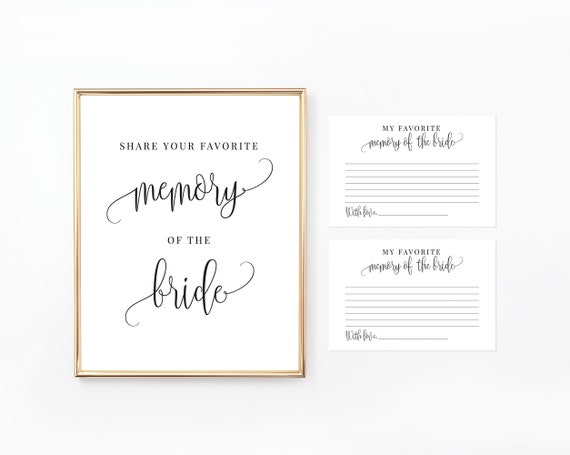 Favorite Memory of the Bride Sign and Cards Printable Bridal | Etsy