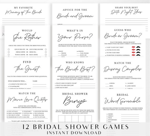 Bridal Shower Online games Deal, Printable Marriage Shower Video games Pack Functions - Black and White Minimalist Design and style - Electronic History - BR001 photo about Printable Wedding Shower Games called Bridal Shower Video games Offer, Printable Marriage Shower Video games Pack Actions - Black and White Minimalist Layout - Electronic History - BR001