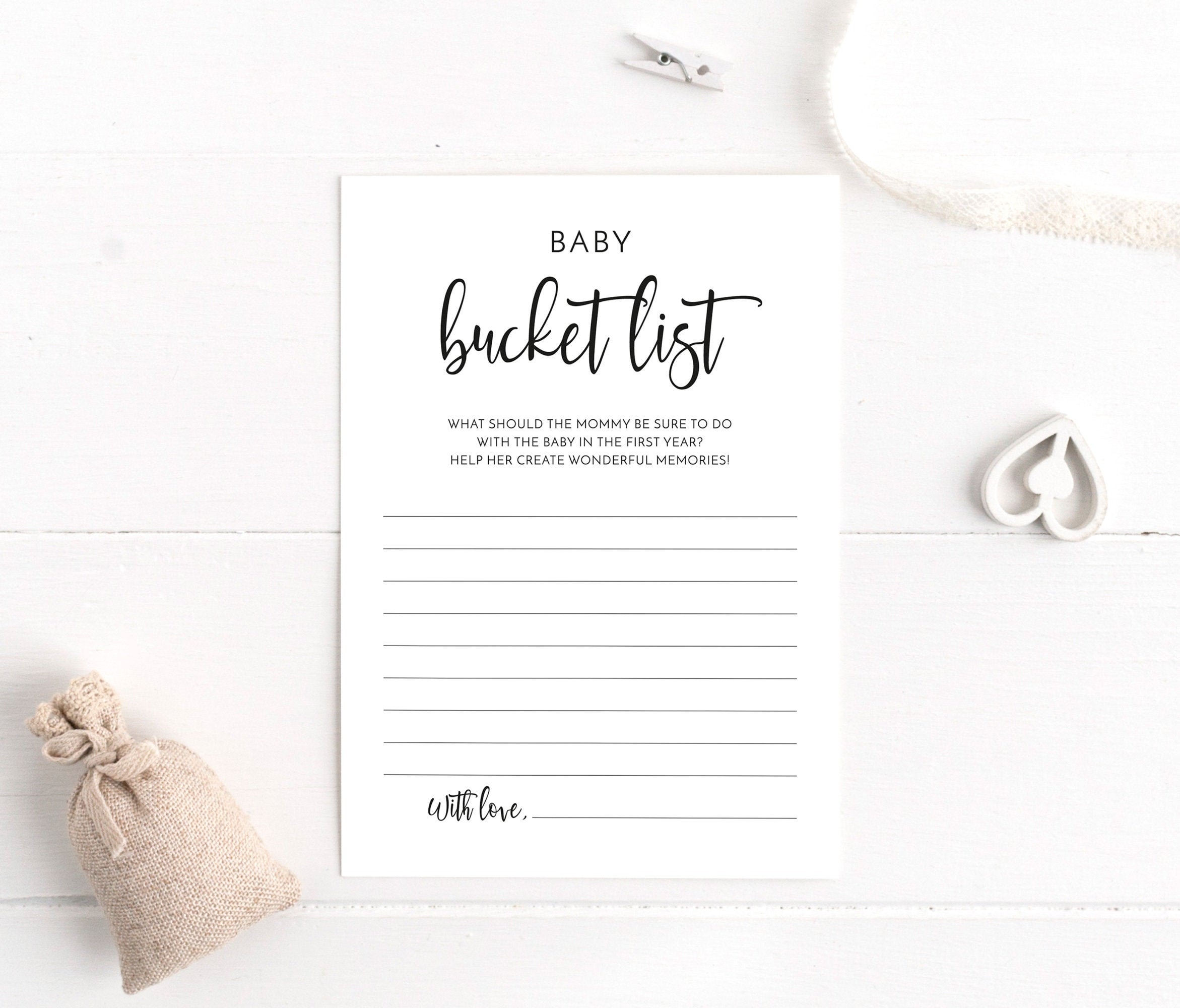 Baby Bucket List Game Baby Shower Game Bucket List for the Etsy