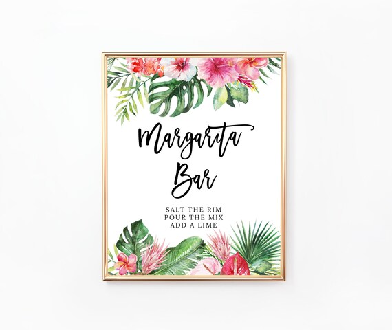 Margarita Bar Sign Printable Sign Tropical Hawaiian Party | Etsy