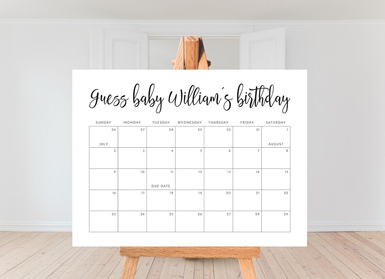 Guess Baby's Birthday, Printable Baby Due Date Calendar, Guess Birth ...