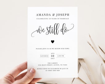 Vow Renewal Invitation, We Still Do Invite, Wedding Anniversary Party Invitation, Still the One, Minimalist, Modern, Digital File, BR030