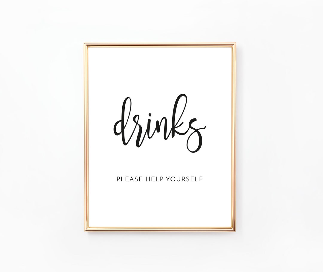 Drinks Sign, Printable Sign, Wedding Signs, Bridal Shower, Baby Shower ...