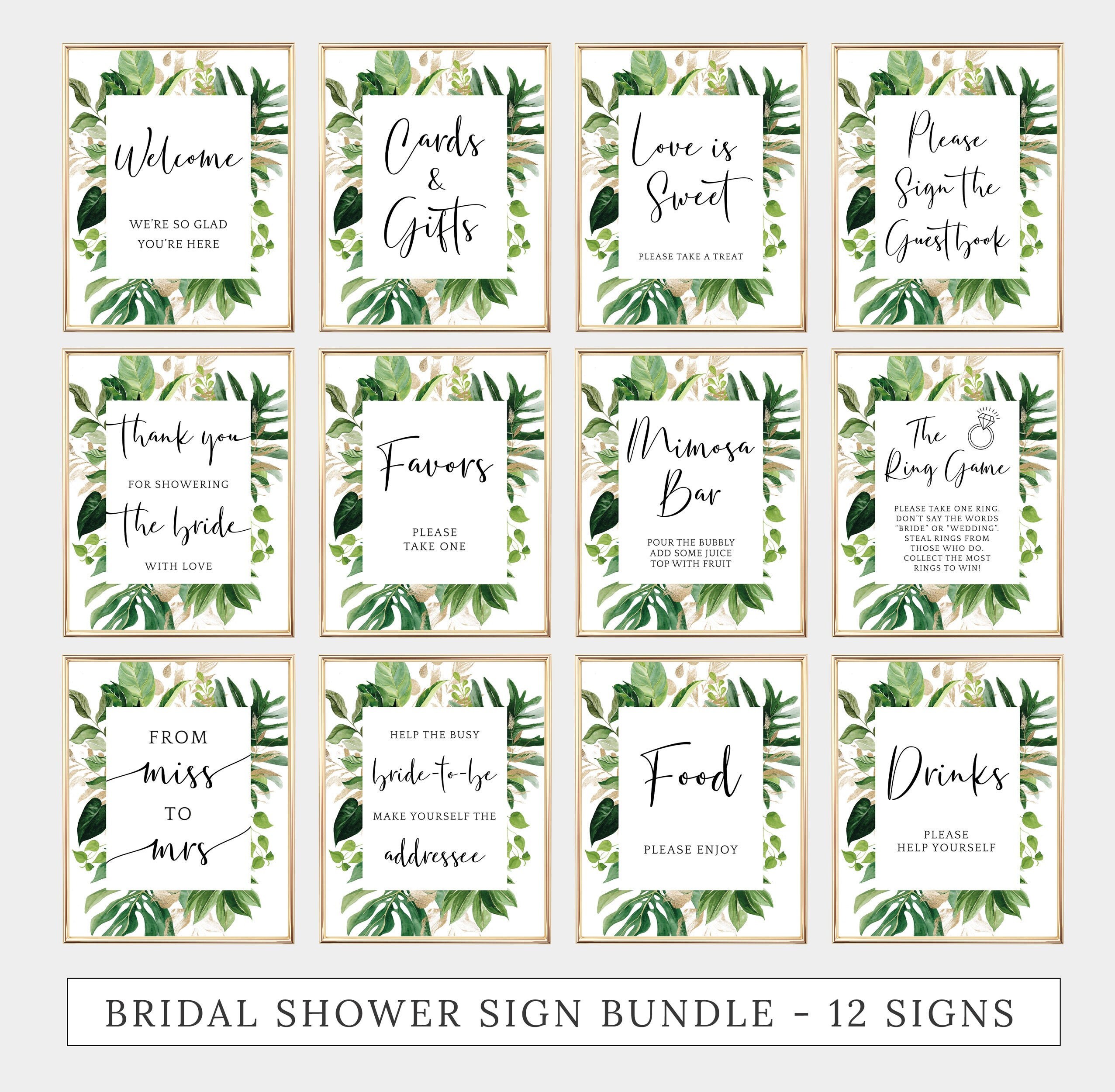 12 Bridal Shower Signs Bundle Printable Signage Pack | Etsy