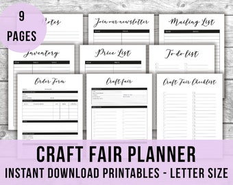 Craft Fair Planner, Craft Show Templates, Small Business Planner, Printable - DIGITAL FILE - Instant Download