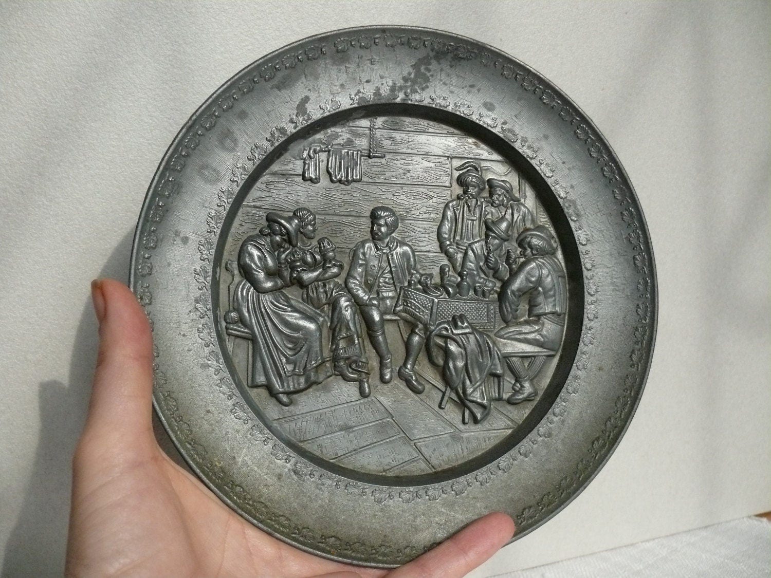 Pewter wall plate for collectors Metal wall decor Decorative Etsy