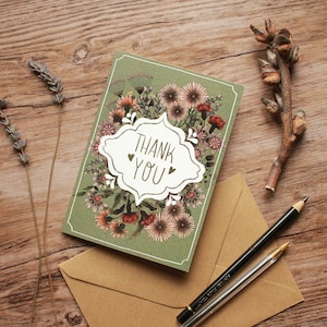 Wenskaart: dank je wel bloem illustratie
