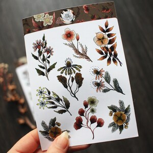 STICKERBLAD met bloemmotieven - 9 stickers "The Mysterious Unknown Lost Flower Collection"