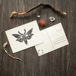 Motte Linolschnitt Kunstdruck Postkartenformat