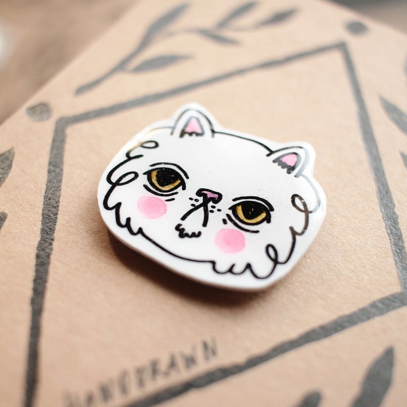 Handdrawn Pin: Blushing Cat image 5