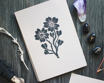 Handmade Linocut Artprint "Flower 01" - Postcard Format