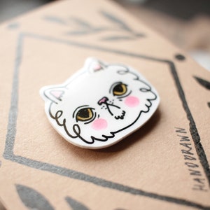 Handdrawn Pin: Blushing Cat image 6