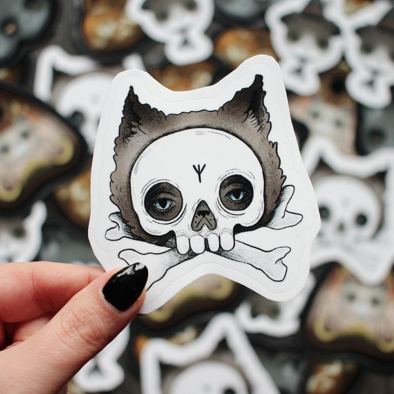 Spooky Halloween Cat Vinyl Sticker Set Of 5 Stickers image 5