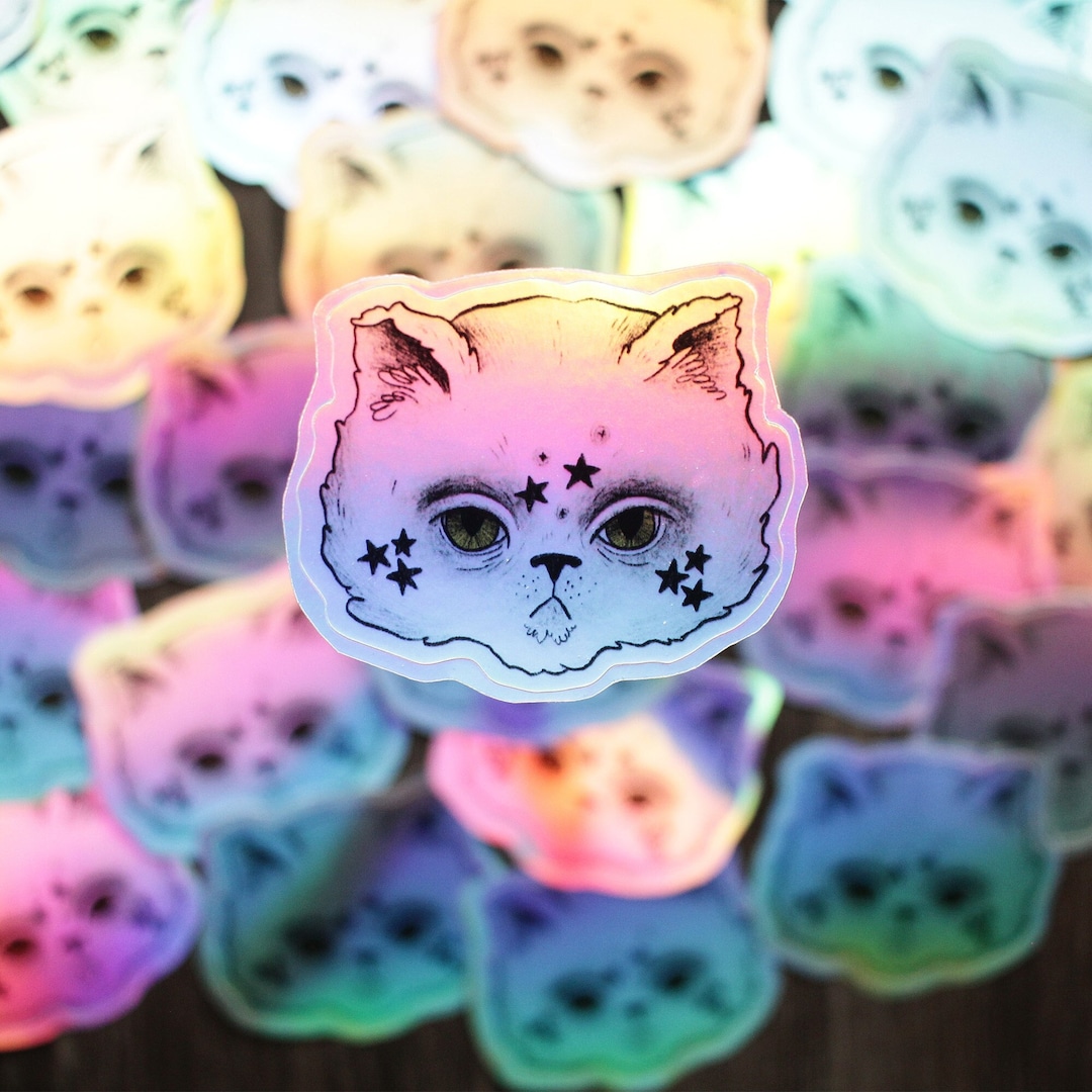 Holographic Sticker : Star Cat - Etsy