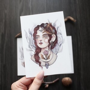 Postkarte mit Vergissmeinnicht Blumenmädchen