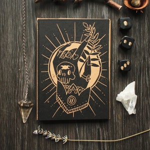 Handmade Linocut Artprint Witch Hand Postcard format image 3