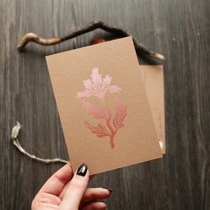 Farbverlaufs-Linolschnitt ""Blume"" - Postkartenformat"