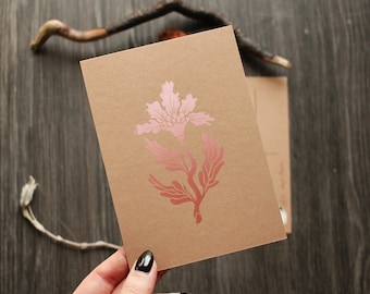 Handmade Gradient Linocut Artprint "Flower" - Postcard Format