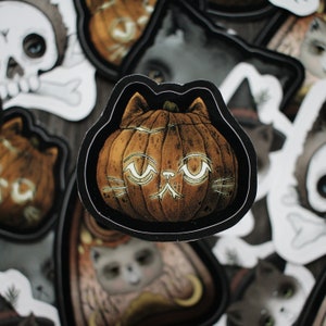 Spooky Halloween Cat Vinyl Sticker Set Of 5 Stickers image 7