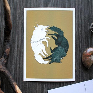 Ansichtkaartkunstdruk: twee wolven
