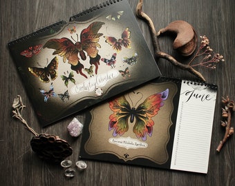 Monthly Calendar for Birthdays & Anniversaries with illustrated Butterfly and Moth designs.