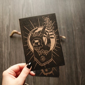 Handmade Linocut Artprint Witch Hand Postcard format image 2