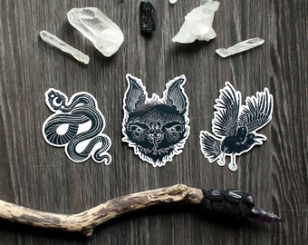 Mythical Sticker Set: Bird, Bat & Snake