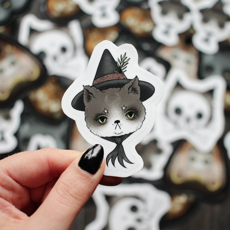 Spooky Halloween Cat Vinyl Sticker Set Of 5 Stickers image 3