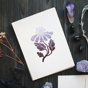 Handgemaakte linosnede met kleurovergang artprint "Flower 02" - briefkaartformaat