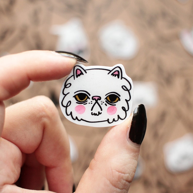 Handdrawn Pin: Blushing Cat image 3