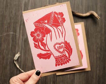 Greetingcard Loveletter Linocut Artprint