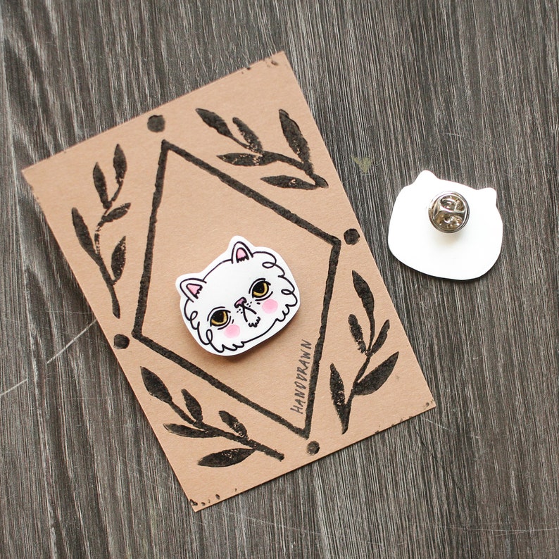 Handdrawn Pin: Blushing Cat image 8