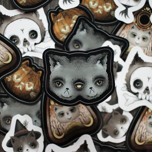 Spooky Halloween Cat Vinyl Sticker Set Of 5 Stickers image 8